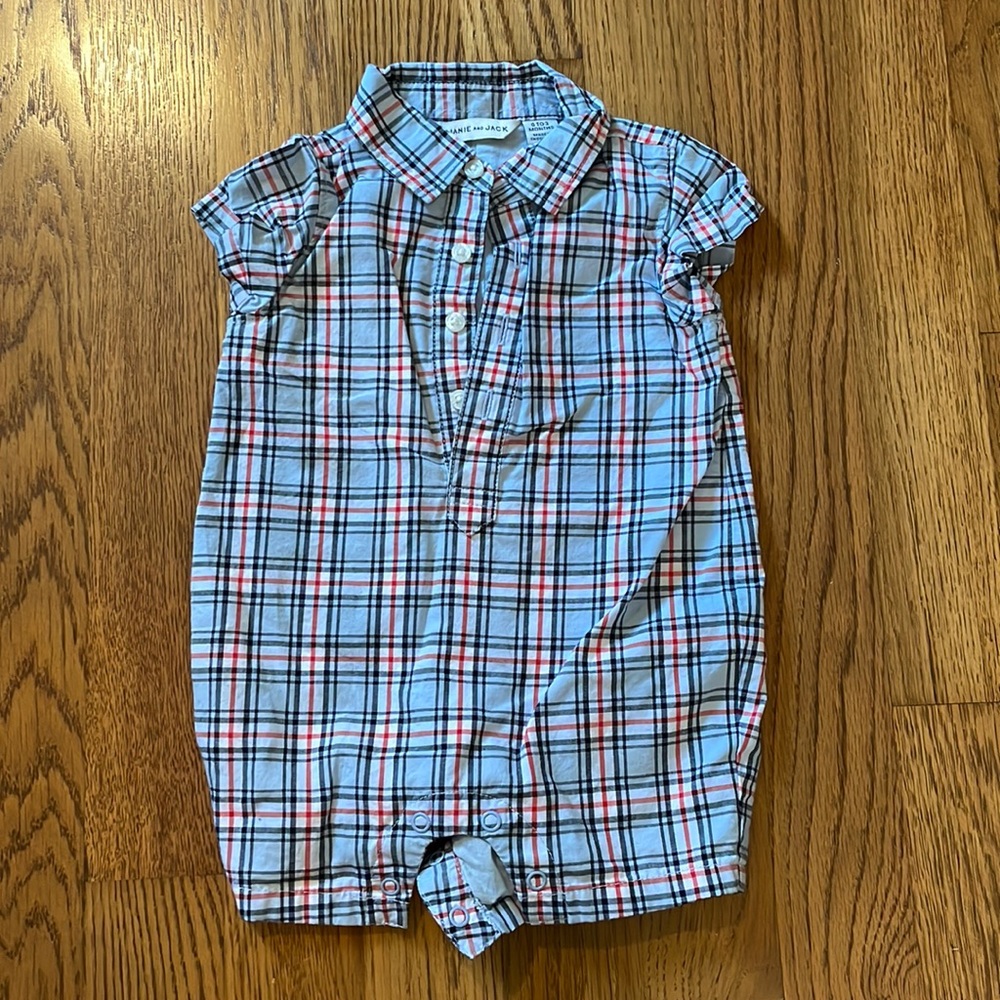 Janie and Jack 0-3 Month Plaid Short Sleeve Romper
